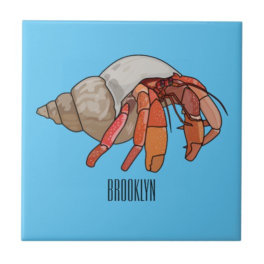 Carreau Illustration de crabe ermite (Devant)