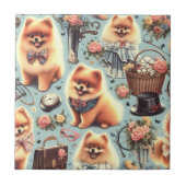 Carreau Illustration de Cute Pomeranian (Devant)