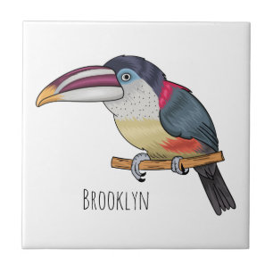 Carreau Illustration de dessin animé d'oiseau aracari à tê