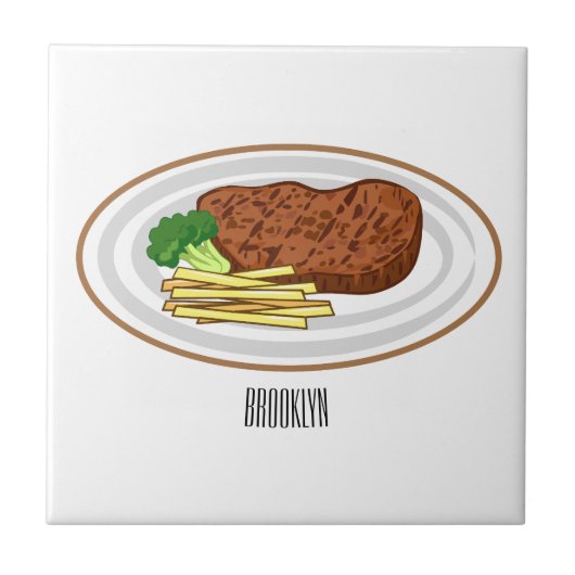 Carreau Illustration de dessin de steak (Devant)