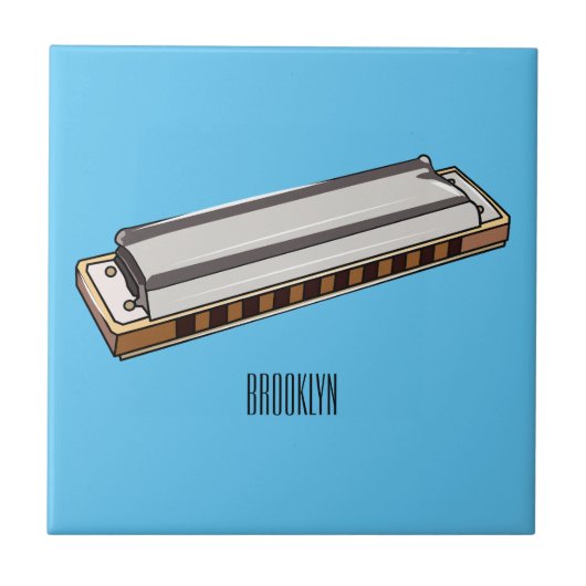 Carreau Illustration de dessin d'Harmonica (Devant)