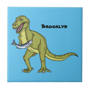 Carreau Illustration de dinosaure T rex drôle