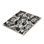 Carreau Illustration de fille Vintage (Côté)