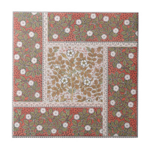 Carreau Illustration de fleur d'art de rose sauvage vintag