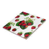 Carreau Illustration de fraise botanique Imprimer sur blan (Côté)