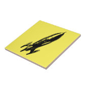 Carreau Illustration de fusée de vaisseau spatial rétro (Côté)