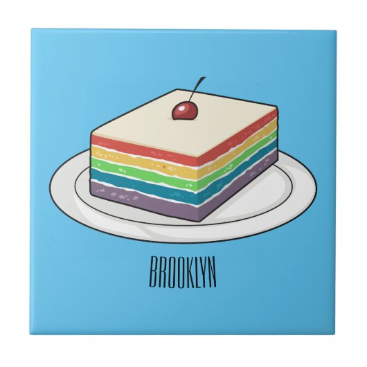 Carreau Illustration de gâteau arc-en-ciel (Devant)