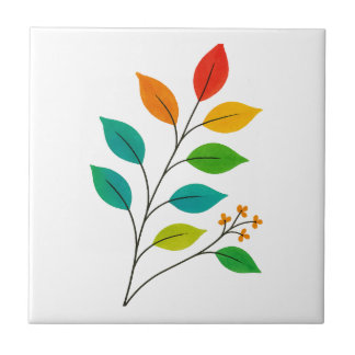Carreau Illustration de la branche feuille colorée