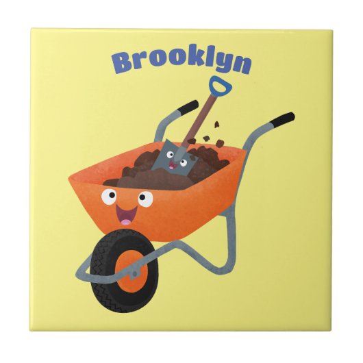 Carreau Illustration de la brouette en brouette orange trè (Devant)