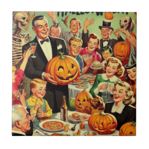 Carreau Illustration de la fête d'Halloween vintage