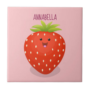 Carreau Illustration de la fraise Cute kawaii