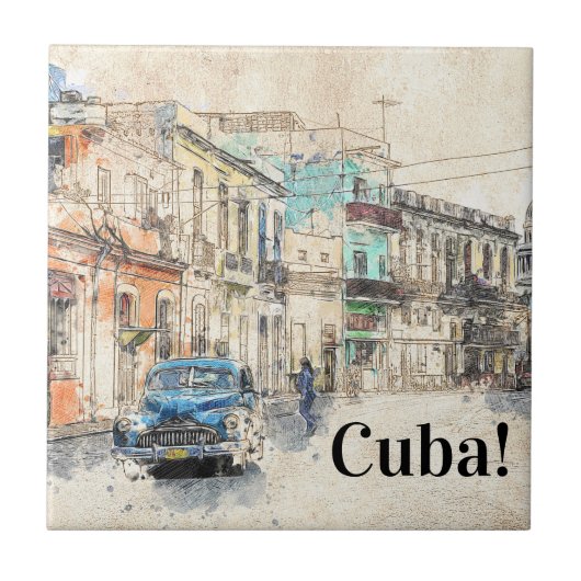 Carreau Illustration de La Havane Cuba (Devant)