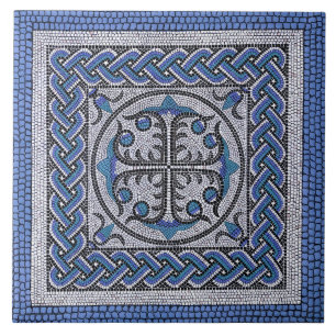 Carreau Illustration de la mosaïque romaine antique Bleu 