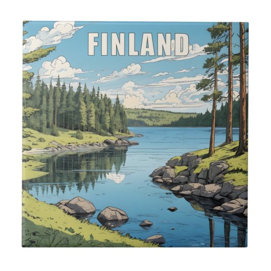 Carreau Illustration de la nature finlandaise (Devant)