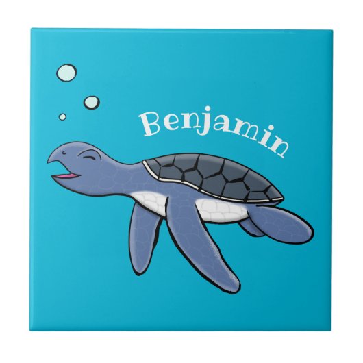 Carreau Illustration de la petite tortue de mer (Devant)