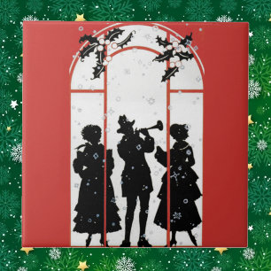 Carreau Illustration de la silhouette des chanteurs de Noë