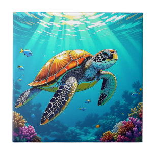 Carreau Illustration de la tortue de mer