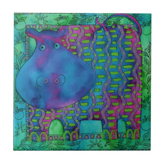 Carreau Illustration de l'aquarelle à Hippo (Devant)