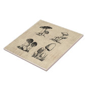 Carreau Illustration de l'art des champignons vintages (Côté)