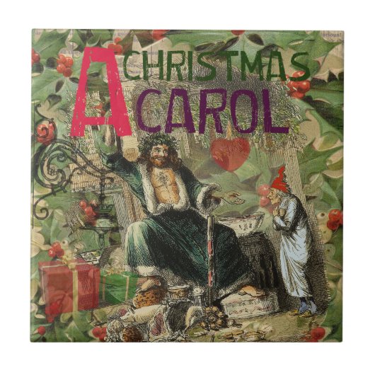 Carreau Illustration de l'esprit de Noël présent Scrooge (Devant)