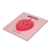 Carreau Illustration de litchee rose mignon (Côté)