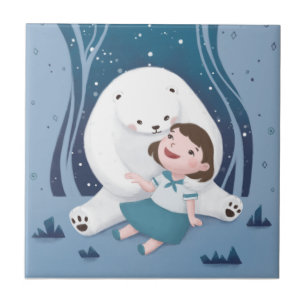 Carreau Illustration de l'ours polaire et de l'enfant