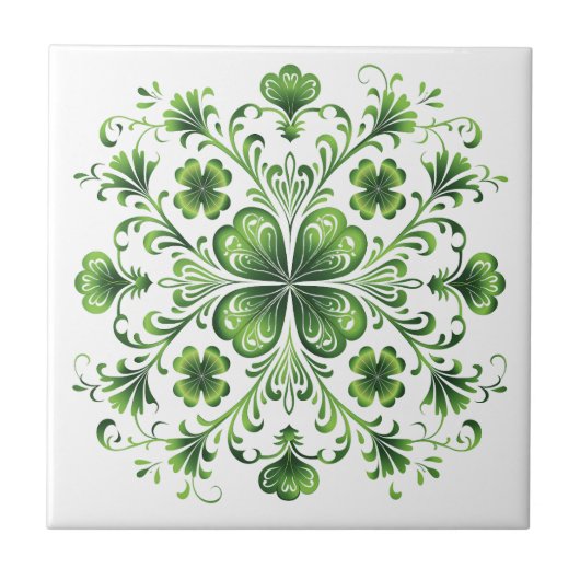 Carreau Illustration de mandala du trèfle vert St. Patrick (Devant)