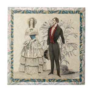 Carreau Illustration de mariage victorien vintage 1844