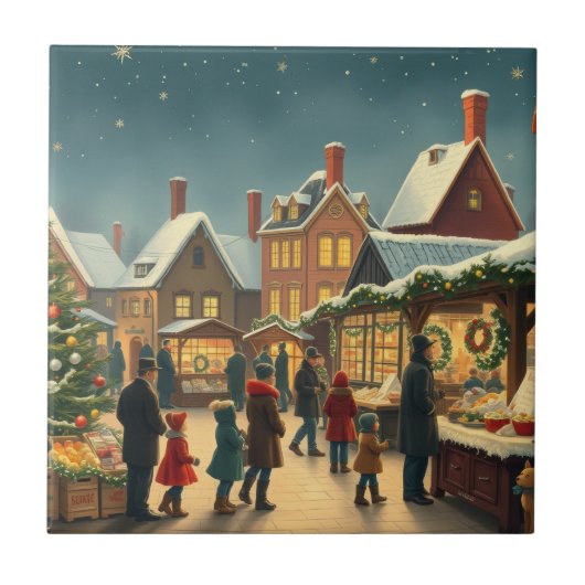 Carreau Illustration de Noël Vintage (Devant)