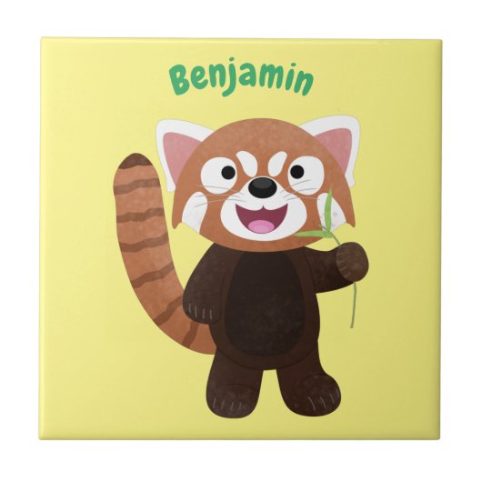 Carreau Illustration de panda rouge mignon (Devant)