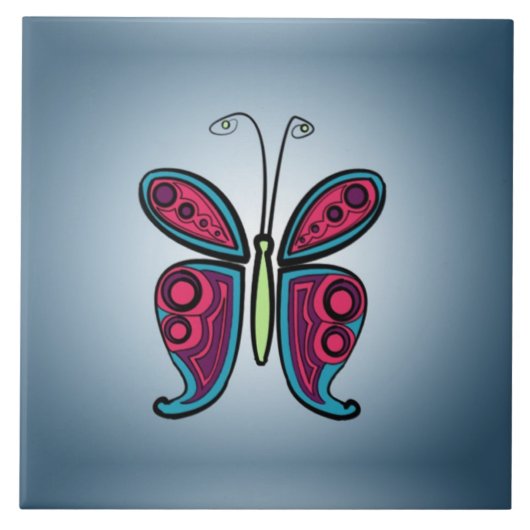 Carreau Illustration de papillon (Devant)