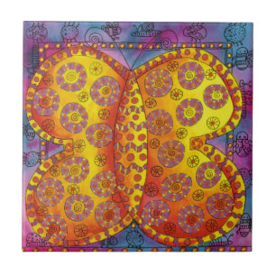 Carreau Illustration de papillon à motifs à l'aquarelle