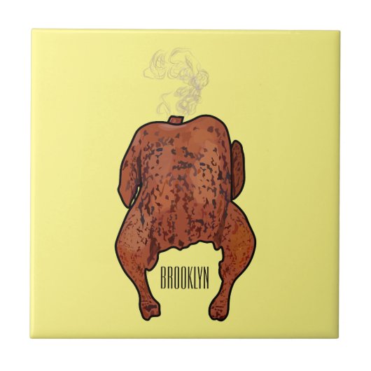 Carreau Illustration de poulet rôti (Devant)