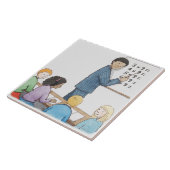 Carreau Illustration de professeur se dirigeant à simple (Côté)