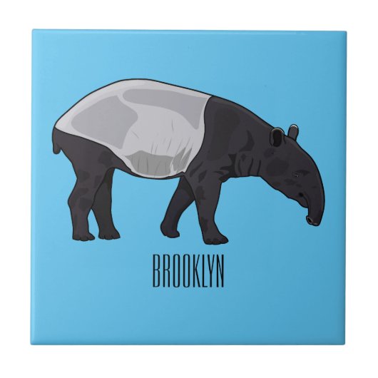 Carreau illustration de tapir de dessin animé (Devant)