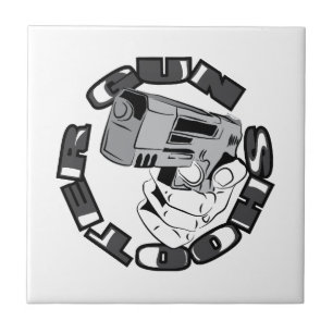 Carreau Illustration de tireur au pistolet
