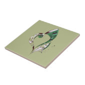 Carreau Illustration d'encre abstraite verte dessinée à la (Côté)