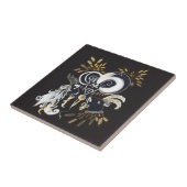 Carreau Illustration d'encre de chèvre noire et blanche (Côté)