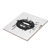 Carreau Illustration des lèvres glamor de mode noir et bla (Côté)