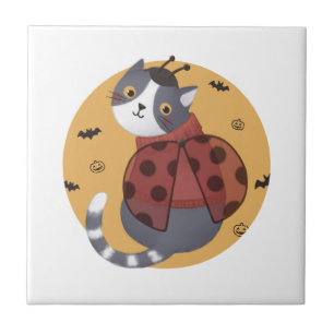 Carreau Illustration d'Halloween : Ladybug Cat