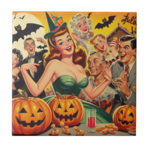 Carreau Illustration d'Halloween vintage