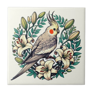 Carreau Illustration d'oiseaux de Cockatiel