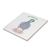 Carreau Illustration drôle de pigeon curieux (Côté)