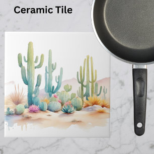 Carreau Illustration du désert d'aquarelle