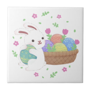 Carreau Illustration du lapin de Pâques mignon
