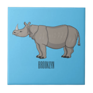 Carreau Illustration du rhinocéros de Javan