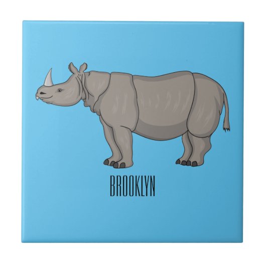 Carreau Illustration du rhinocéros de Javan (Devant)