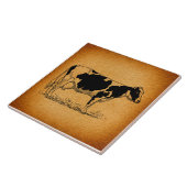 Carreau Illustration d'un animal de ferme de vache d'antiq (Côté)