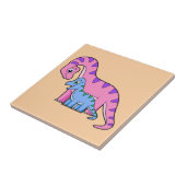 Carreau Illustration D'Un Brachiosaurus Mère Et Enfant. (Côté)