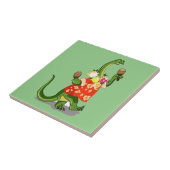 Carreau Illustration D'Un Brontosaurus Jouant À Maracas. (Côté)